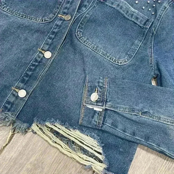 Cato Jean Jacket with Rhinestones size Medium - Picture 2 of 4
